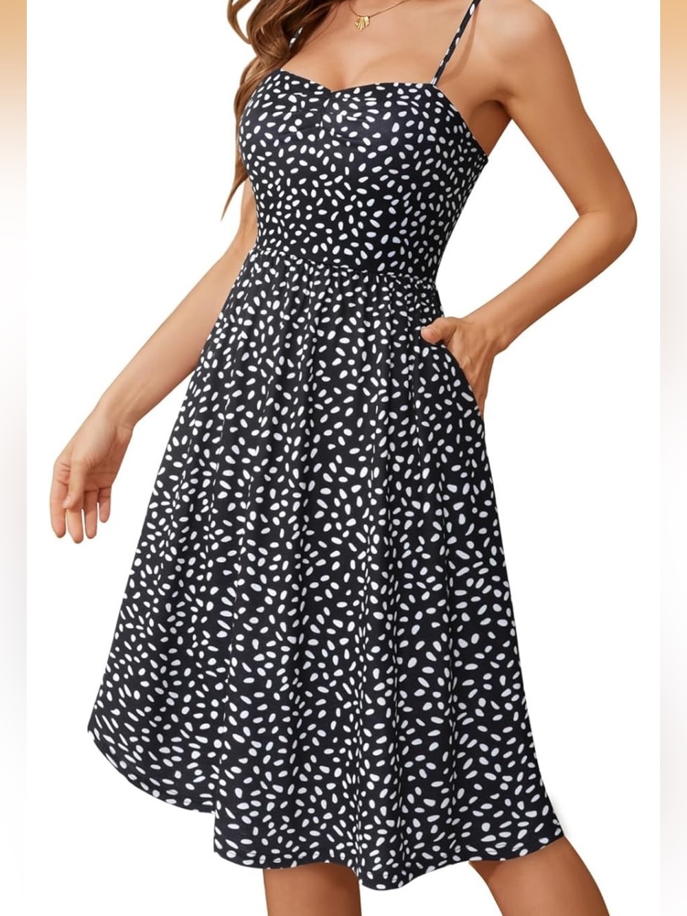 Black and White Polka Dot Midi Dress